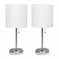 Diamond Sparkle Stick Lamp with USB charging port and Fabric Shade, White, 2PK DI2751447